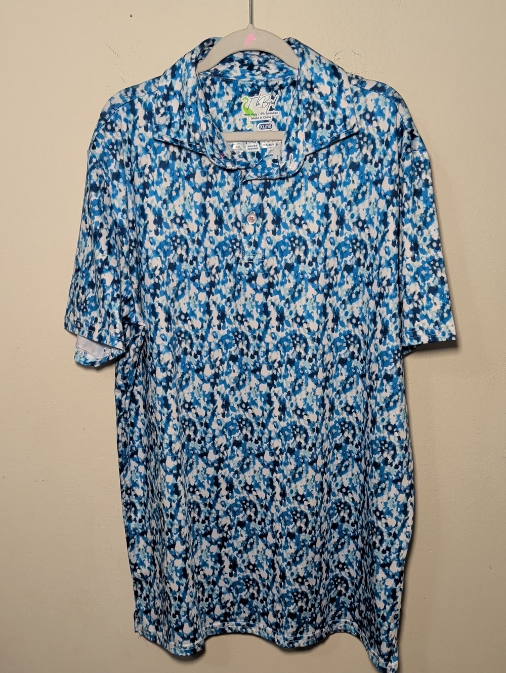 Tailorbyrd Performance Polo Shirt Blue + White Preppy Boys Size XL 18